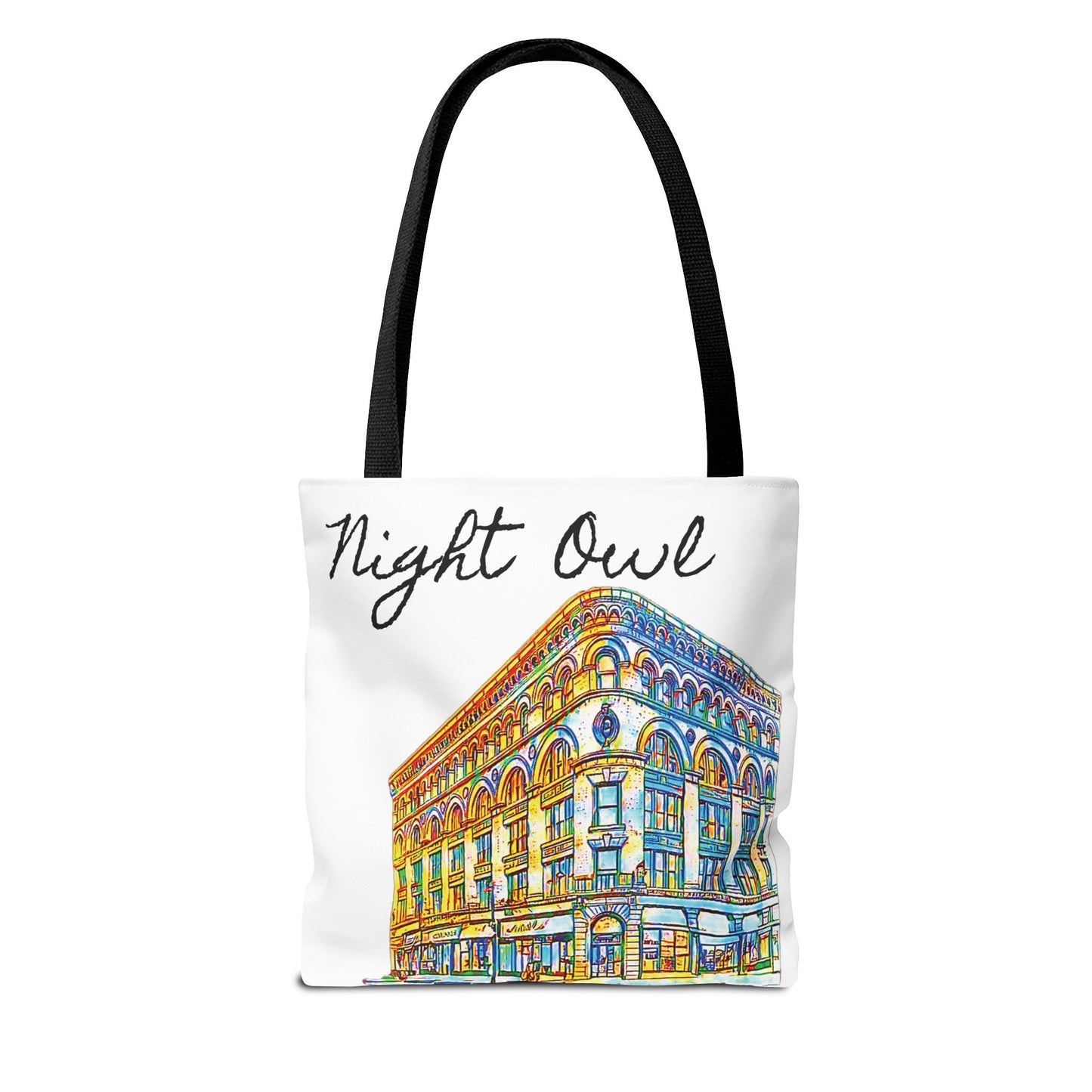 Night Owl Troy. The Illium Building tote A tribute to Troy's local landmarks