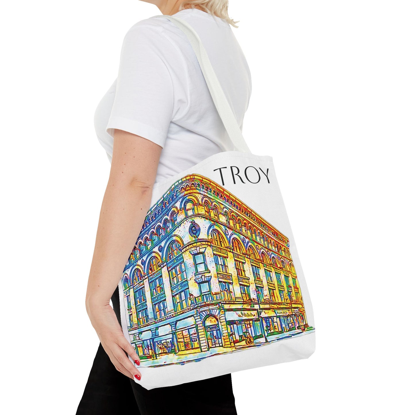 Night Owl Troy. The Illium Building tote A tribute to Troy's local landmarks
