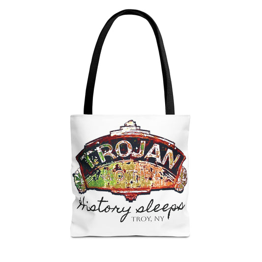 Trojan Hotel History Sleeps Tote Bag - Vintage Sign for Troy NY history lovers!