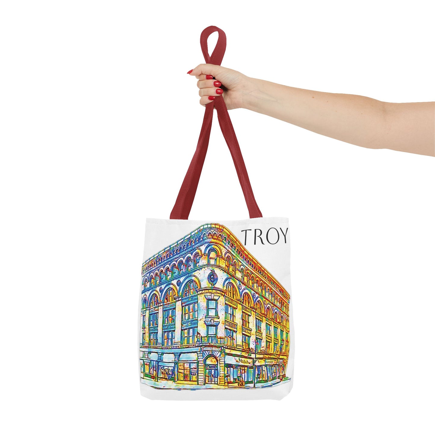 Night Owl Troy.  The Illium Building tote A tribute to Troy's local  landmarks