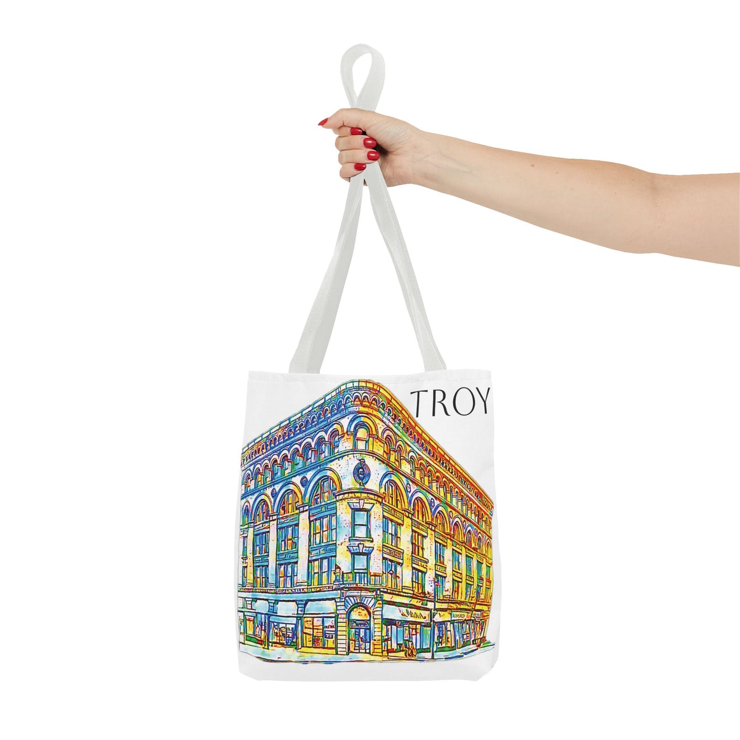 Night Owl Troy.  The Illium Building tote A tribute to Troy's local  landmarks