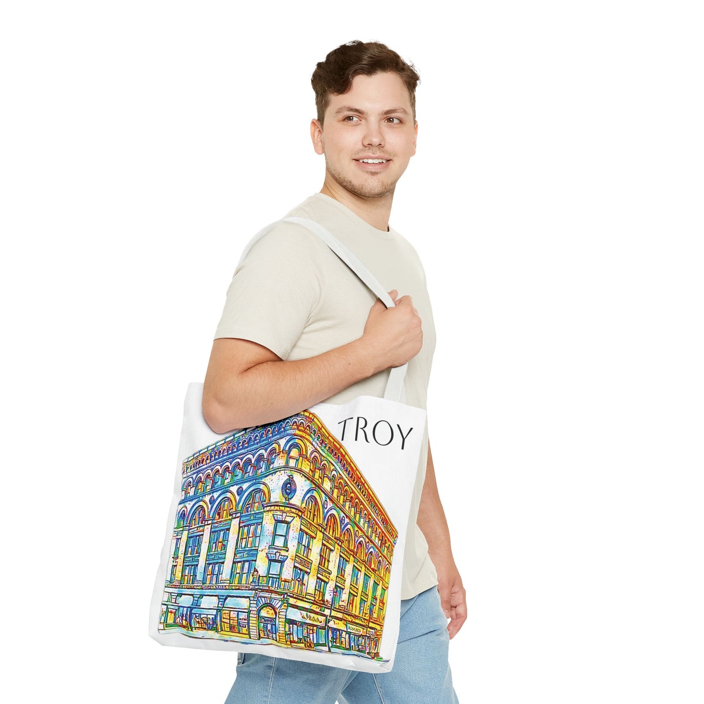 Night Owl Troy.  The Illium Building tote A tribute to Troy's local  landmarks