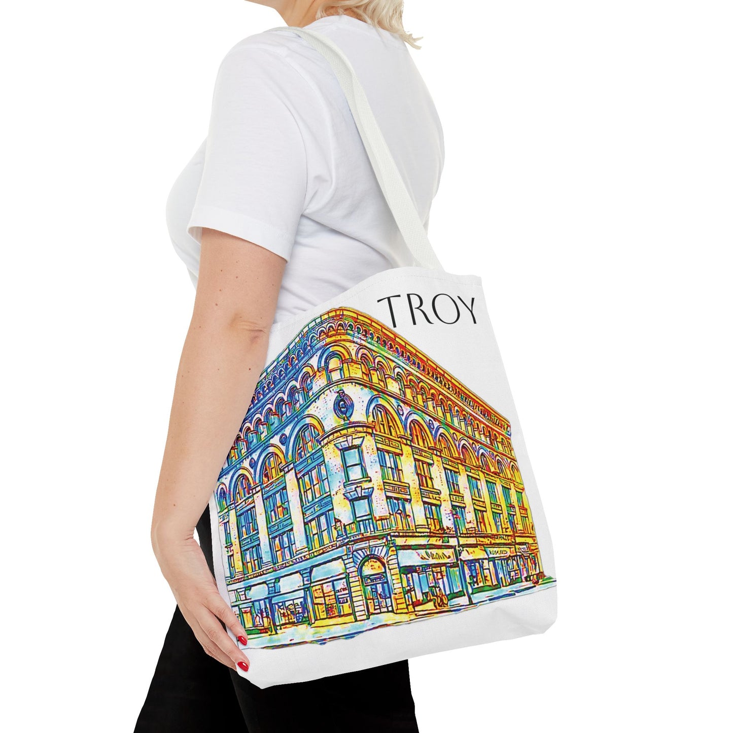 Night Owl Troy.  The Illium Building tote A tribute to Troy's local  landmarks