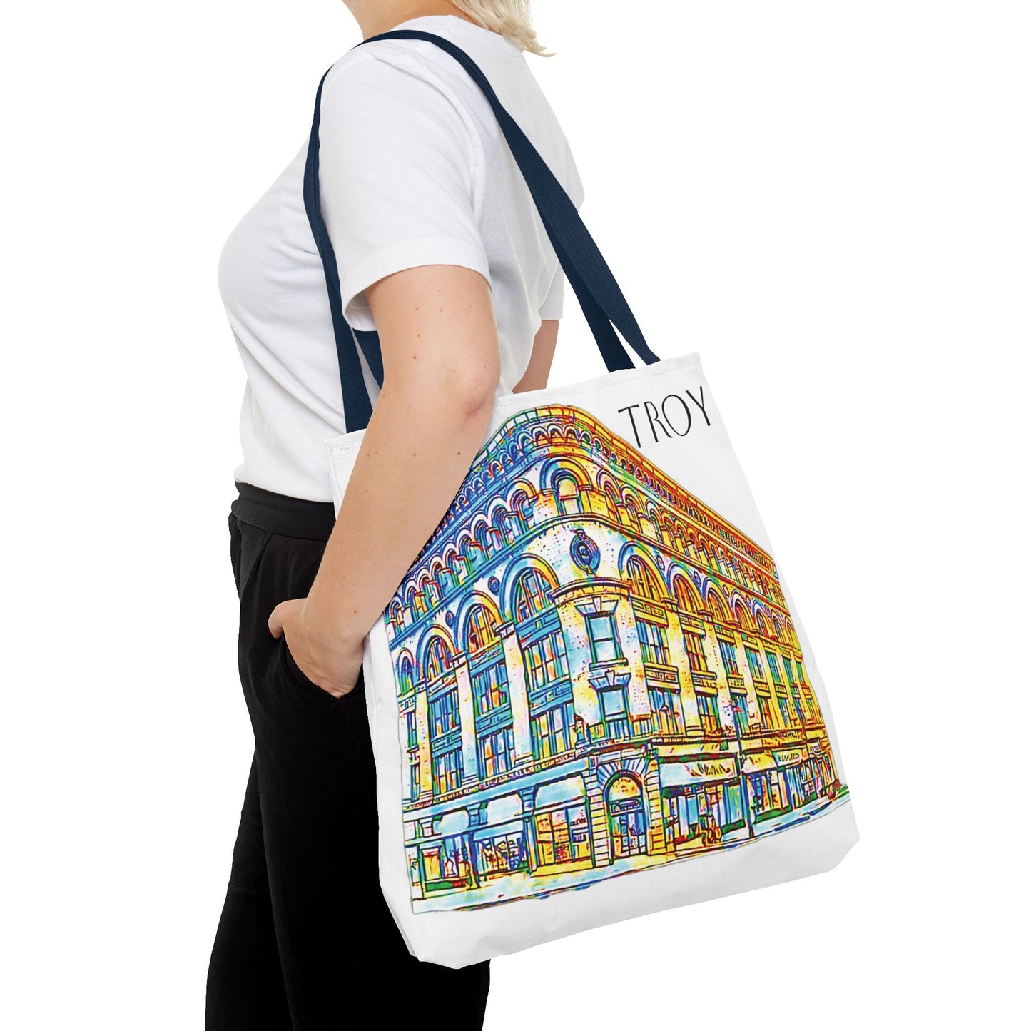 Night Owl Troy.  The Illium Building tote A tribute to Troy's local  landmarks