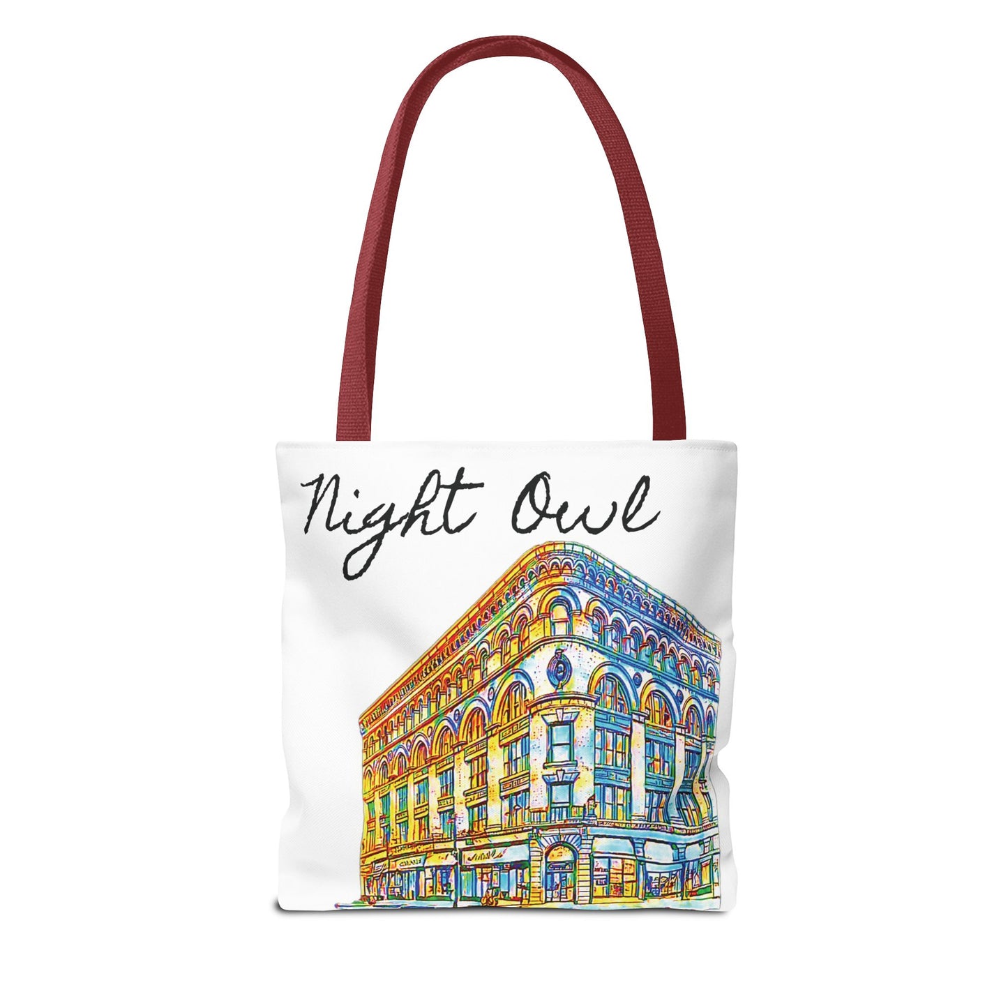 Night Owl Troy.  The Illium Building tote A tribute to Troy's local  landmarks